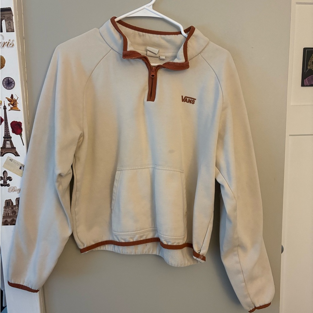 Vans Cream and Brown Half-Zip Pullover